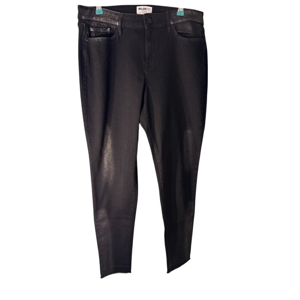 William Rast Black High Rise Metallic Perfect Skinny Jeans Size Juniors 32, EUC